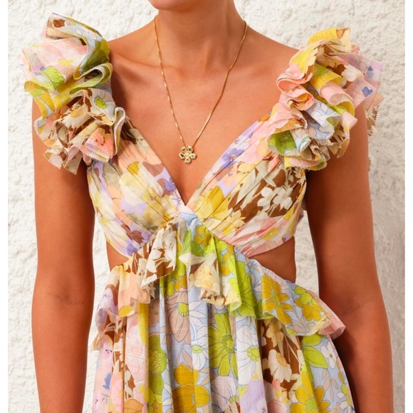 Zimmermann- POP RUFFLE SLEEVE MIDI DRESS - Picture 3 of 12